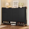MAYEERTY Sleek Contemporary Shoe Cabinet with Adjustable Shelves, Solid Wood Legs Storage Sideboard, White - 2 of 4