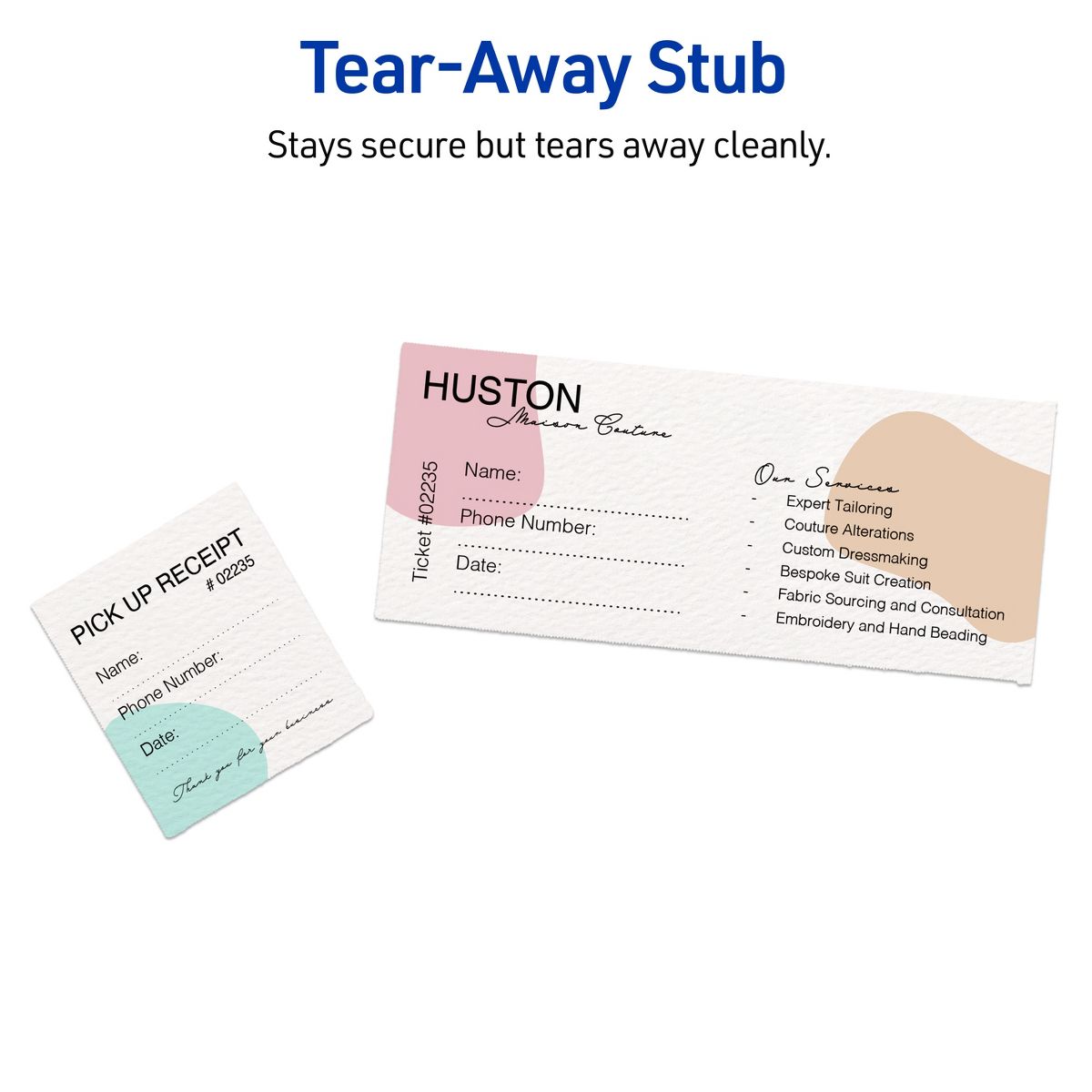 Avery Matte White Tickets, 1-3/4" x 5-1/2" Rectangle - thumbnail 7