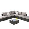 Outdoor Sofa Set, 8 Pcs Patio Sectional Sofa Couch, Wicker Sofa Sets with Washable Cushions, Sofa with Glass Coffee Table-Coolbibila - 3 of 4