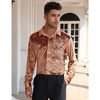 YESFASHION Men's Christmas Rose Print Long Sleeve Button Down Shirt Dress Wedding Party Shirt - 2 of 4