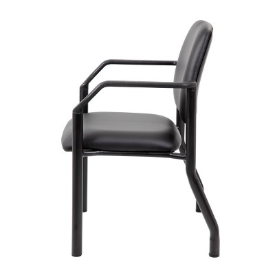 Black Mesh and Vinyl Mid-Back Guest Chair with Metal Frame