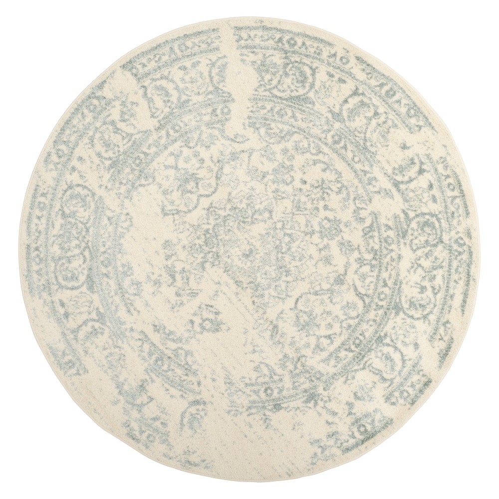 6' Medallion Round Area Rug Ivory/Slate - Safavieh
