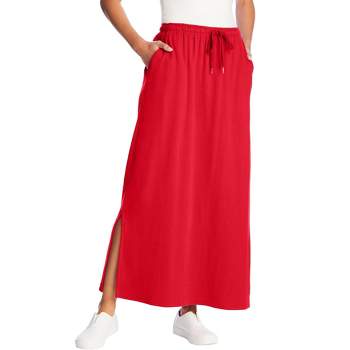 Woman Within Women's Plus Size Petite Sport Knit Side-Slit Skirt