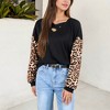 Anna-Kaci Women's Crisscross V-Neck Top with Leopard Print Long Sleeves and Relaxed Fit - 2 of 4