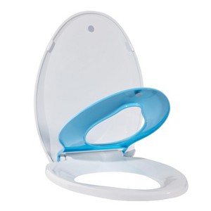 Elongated Toilet Seat with Toddler Seat Built in - Fits Both Adults and Children, Soft-Close & Non-Slip Design, Easy Installation & Cleaning, Blue - 1 of 3