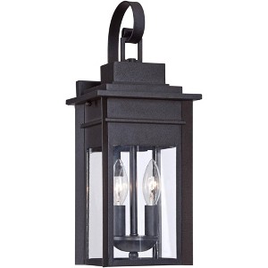 Franklin Iron Works Bransford Mission Outdoor Wall Light Fixture Black Specked Gray 17" Clear Glass Panels for Post Exterior Barn Deck House Porch - 1 of 4