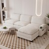 113'' Corduroy 3+1 L-Shaped Modular Sectional Sofa with Ottoman, Double-Layer Thick Cushion, Cup Holders and Storage Bags - 2 of 4