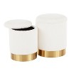 Marla Contemporary Nesting Ottoman Set in Gold Metal and Cream Plush Fabric by LumiSource - 2 of 4