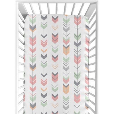 Image of Sweet Jojo Designs Fitted Crib Sheet - Coral & Mint Woodsy - Arrow