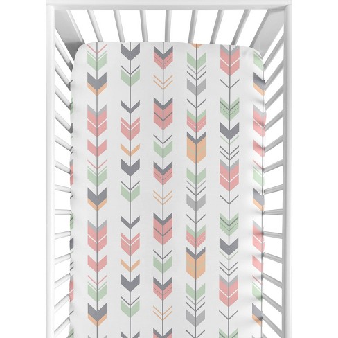 Sweet Jojo Designs Fitted Crib Sheet - Coral & Mint Woodsy - Arrow : Target
