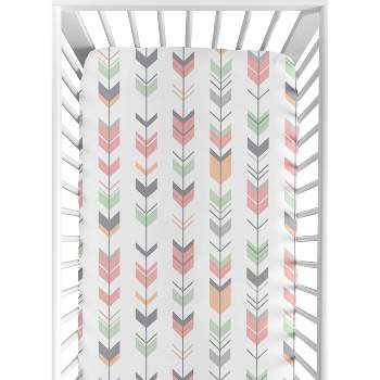 Sweet Jojo Designs Fitted Crib Sheet - Coral & Mint Woodsy - Arrow