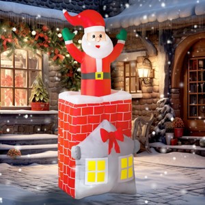 Syemin Inflatable Holiday Decorations 7FT Christmas Inflatable Santa in Chimney Up and Down, Blow Up Decoration, Multicolored, 31.5"*35.4"*83" - 1 of 4