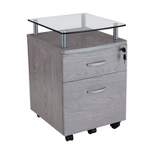 Rolling File Cabinet with Glass Top Gray - Techni Mobili