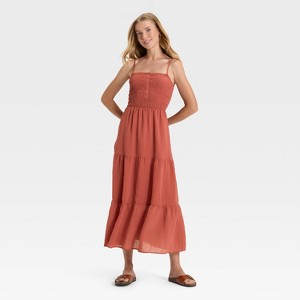 Women's Button-Front Smocked Maxi Sundress - Universal Thread™ - 1 of 3