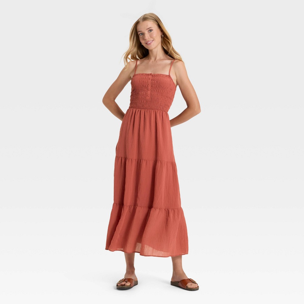Women's Button-Front Smocked Maxi Sundress - Universal Thread™ Red L