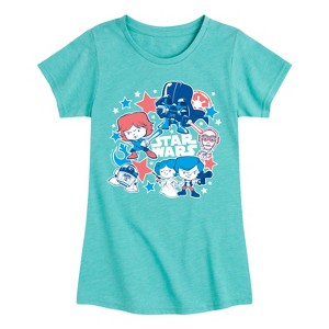 Girls' - Star Wars - Americana Stickers Fitted Short Sleeve Graphic T-Shirt - 1 of 4