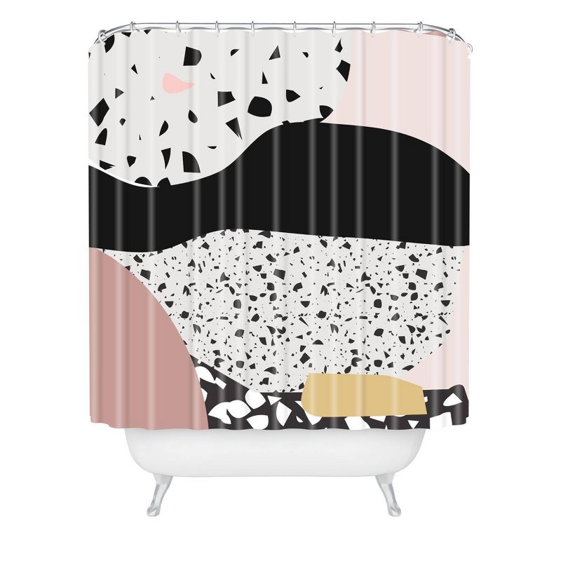 Mambo Art Studio Terrazzo Shower Curtain Pink/Blank - Deny Designs, 1 of 7