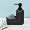 Trio Essentials Marble Kitchen Soap Dispenser Sponge Holder w/ Sponge, Dark Grey - 2 of 3
