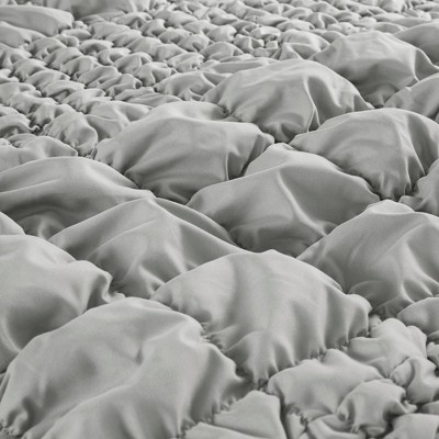 Gray Full Microfiber Ruched Comforter Set