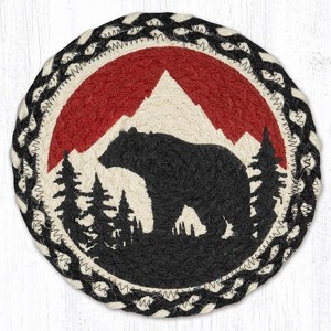 Earth Rugs Bear Mountain Round Trivet – 10" Rustic Wildlife Jute Hot Pad for Lodge & Cabin Decor - 1 of 3
