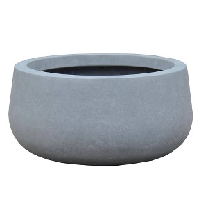 Rosemead Home & Garden, Inc. 16" Wide Kante Lightweight Outdoor Concrete Oval Bowl Decorative Planter Slate Gray: Modern Patio Decor - 1 of 4