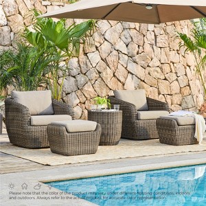 Spruce & Spring Patio Wicker Furniture Set Outdoor Rattan Bistro Set - 1 of 4