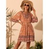 Allegra K Women's Boho Floral Print Summer Casual 3/4 Sleeve Loose Fit Beach Dress - 2 of 4