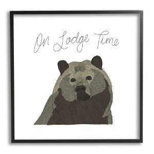 Stupell Industries Lodge Time Casual Cursive Bear Cabin Wildlife Black Framed Giclee Art - 1 of 4