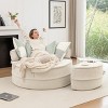 Oversized Round  Barrel Chair with Ottoman, Lounge Accent Sofa with Pillows for Living Room, Bedroom, or Guest Room-The Pop Home - 2 of 4