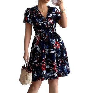 green emerald velvet dress 5 O'Clock Somewhere Shirred Bust Mini Dress Floral Blue– Selfie Leslie main image 1