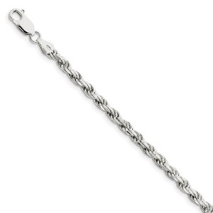 Black Bow Jewelry 4.25mm Sterling Silver Diamond Cut Solid Rope Chain Anklet or Bracelet - 1 of 4