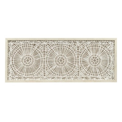 Henna Framed Medallion Rice Paper Shadow Box Wall Decor Off-White - Ink+Ivy: Modern Geometric Relief Sculpture, Polystyrene Frame