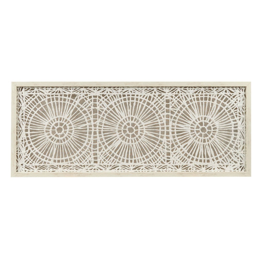 Photos - Wallpaper Henna Framed Medallion Rice Paper Shadow Box Wall Decor Off-White - Ink+Iv