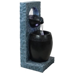 Sunnydaze Peaceful Rain Electric Outdoor Water Fountain - 31.75" H - Gray and Black - 1 of 4