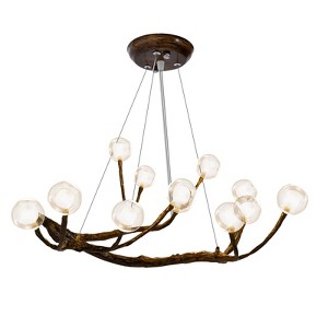 YIYIBYUS 12-Light Vintage Resin Wood Branch Pendant Brown Chandelier - 1 of 4
