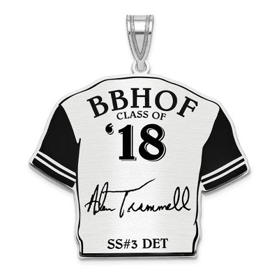 Black Bow Jewelry Sterling Silver Alan Trammell Signature Enamel Jersey Pendant