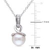 EVERLY JEWELRY | Sterling Silver 8-8.5mm Cultured Freshwater Pearl and Diamond Accent Twist Pendant with Chain, 18" - 3 of 4