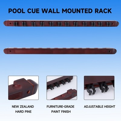 Mahogany 2-Piece Wall Mounted Pool Cue Rack Set