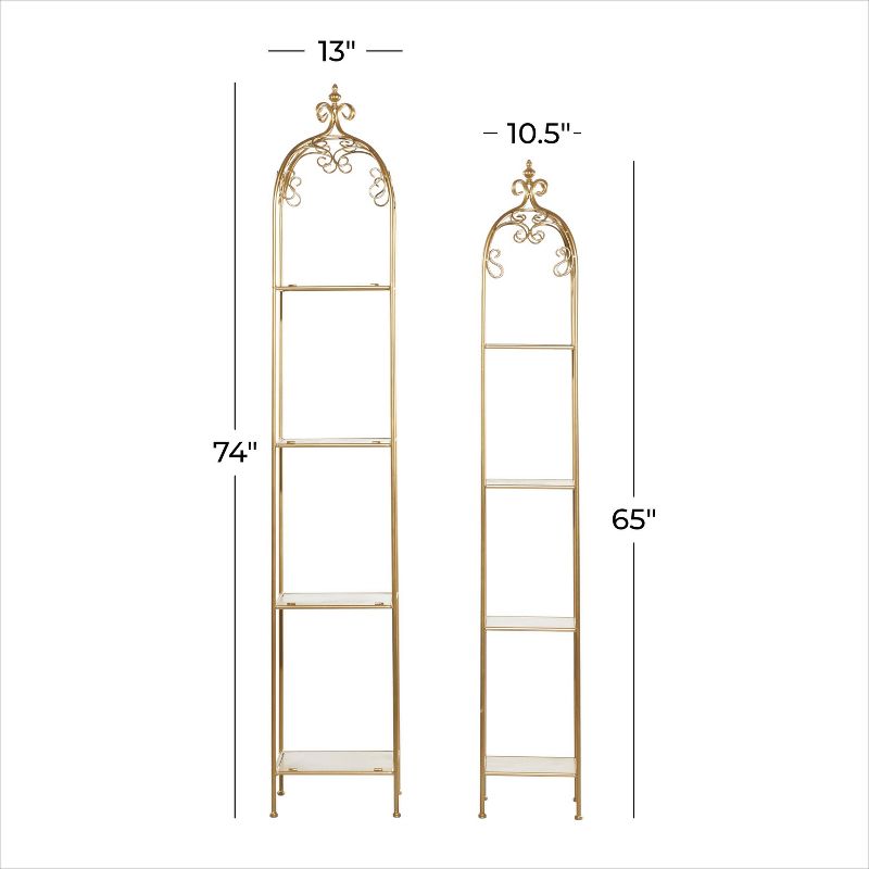 Set of 2 Contemporary Metal Shelving Unit Gold - Olivia &#38; May, 5 of 11