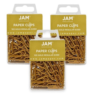 JAM Paper Colored Standard Paper Clips Small 1 Inch Gold Paperclips 21832058B
