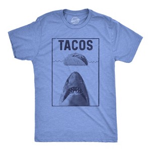 Mens Tacos Shark T Shirt Funny Jaws Tee For Guys - Crazy Dog Men's T Shirt - 1 of 4