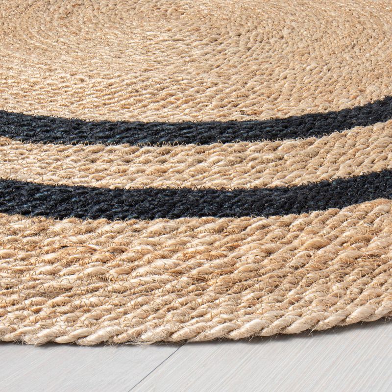 Round 5&#39; Double Stripe Braided Jute Area Rug Charcoal/Tan - Hearth &#38; Hand&#8482; with Magnolia, 3 of 5