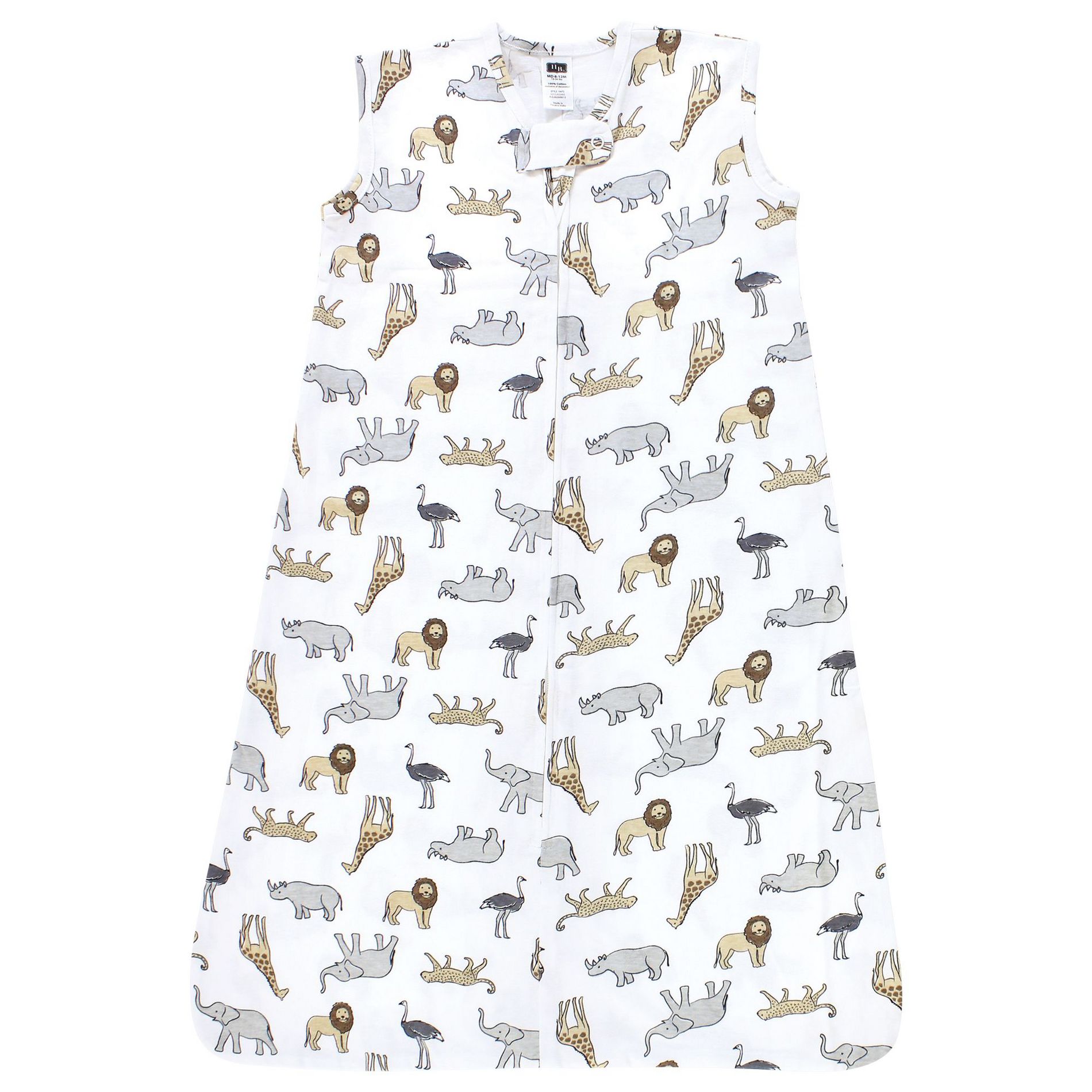 Hudson Baby Cotton Sleeveless Wearable Sleeping Bag, Sack, Blanket, Modern Safari, 0-6 Months