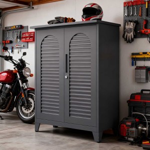 AENKYO 73" Tall Metal Tool Storage Cabinet with 6 Shelves & Pegboard, Wall Mount Design - Slate Gray Utility Cabinet for Garage & Warehouse - 1 of 4
