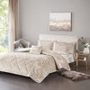 Sapphtopaz 4-Piece Blush Crushed Velvet Comforter Set, Diamond Quilted Full/Queen Quilt Set with 2 Shams & Decorative Pillow -Champagne - 3 of 4