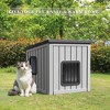 CAVINAS  Dual Entry Outdoor Pet House  for Cats,Sloping Rainproof Roof with Drainage Hole & Simple Assembly,Gray - 3 of 4