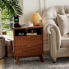 Modern Bedroom Nightstand With 2 Drawers, Wooden Sofa Side Table with Storage, Accent Bedside Table for Small Space, Narrow End Table - 4 of 4