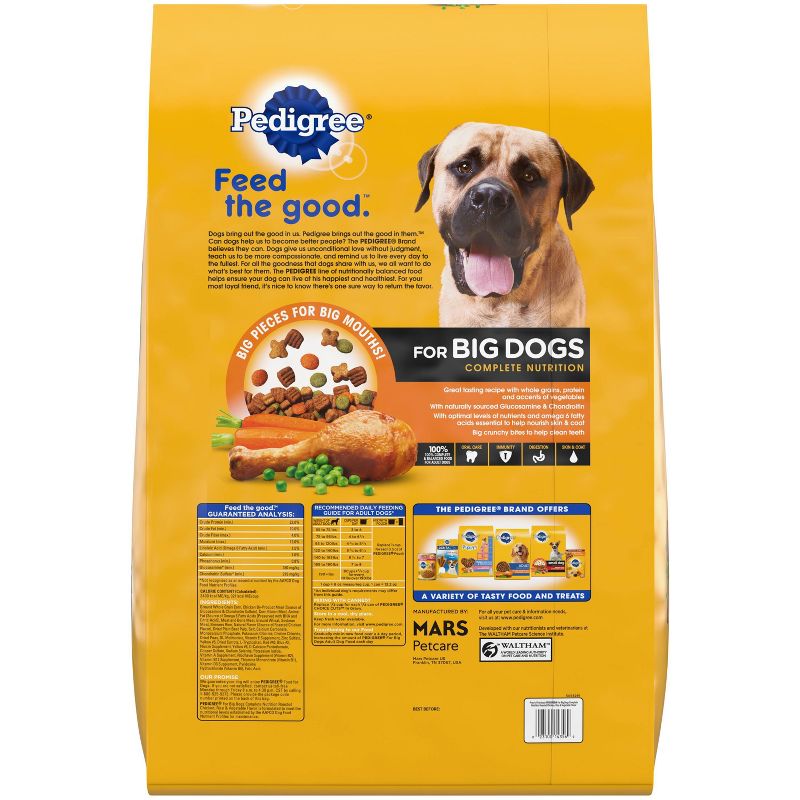 Pedigree Roasted Chicken, Rice &#38; Vegetable Flavor Big Dogs Adult Complete Nutrition Dry Dog Food - 40lbs, 3 of 8