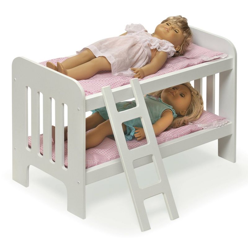 Badger Basket Doll Bunk Bed with Bedding, Ladder, and Free Personalization Kit - White/Pink/Gingham, 5 of 9