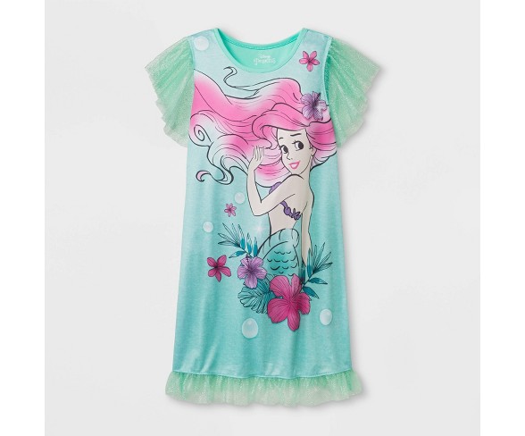 Girls' The Little Mermaid Nightgown - Green XS